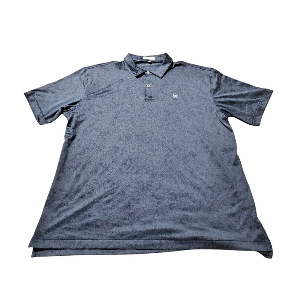 Peter Millar x Cark Skulls Men's Performance Golf Polo Shirt Blue Size XL